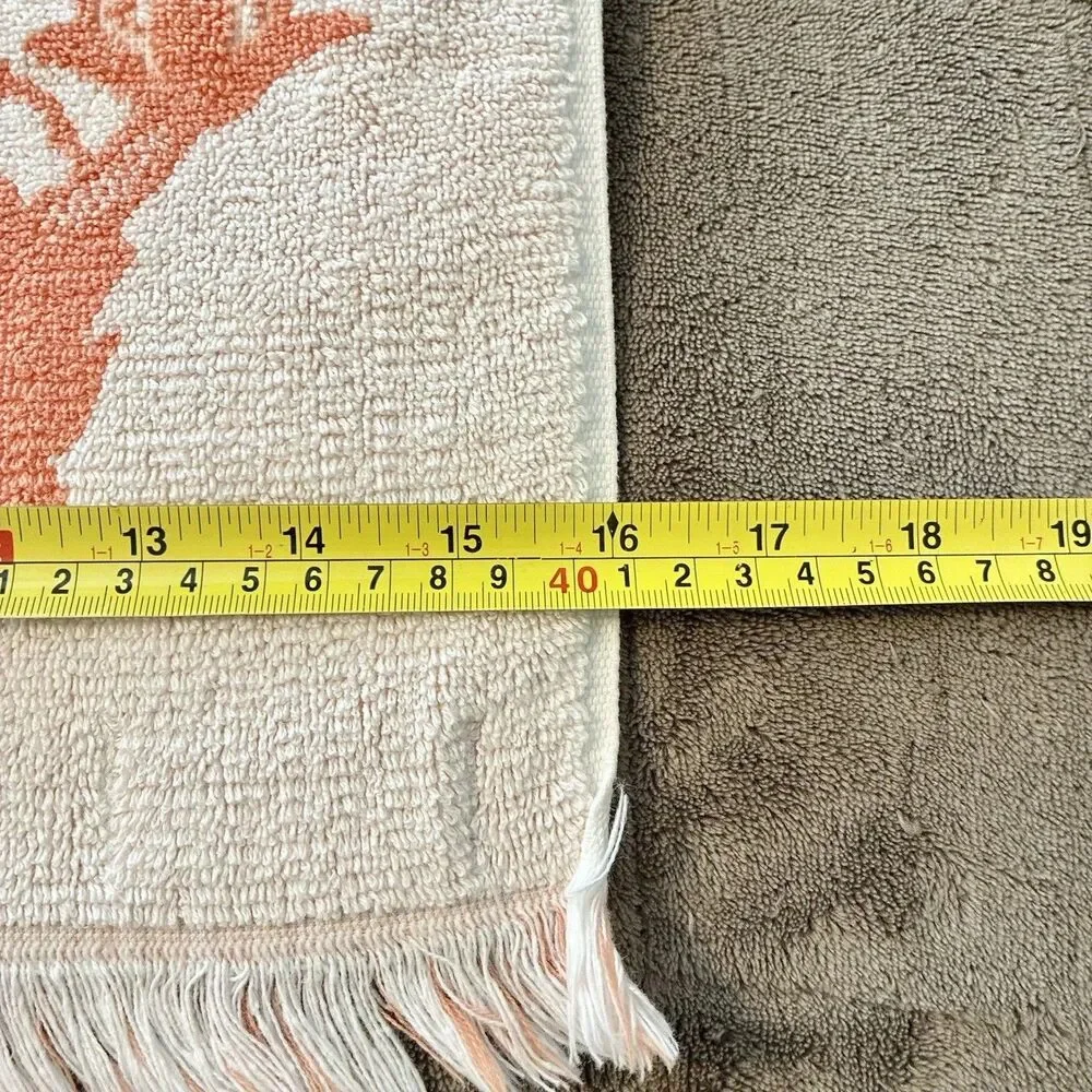 VTG Callaway Bath Towel, Hand Towel Grand Damask Floral Peach Orange *READ*